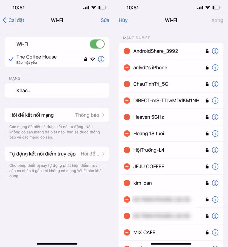 Xem lại toàn bộ các mạng WiFi mà bạn đã từng kết nối trước đó. Ảnh: MINH HOÀNG