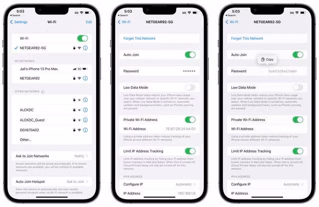 iOS 16 cho phép xem mật khẩu Wi-Fi trực tiếp
