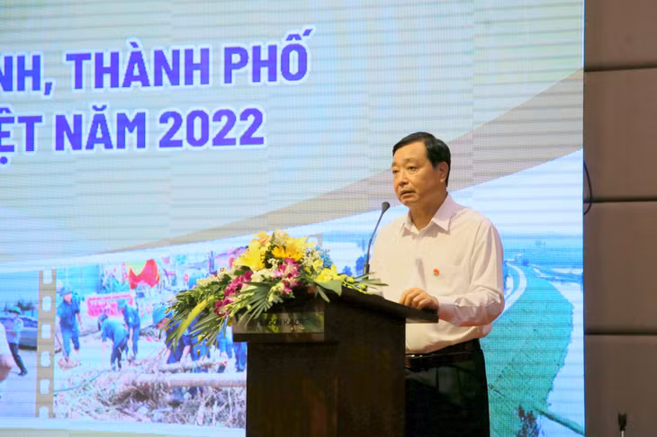 Đồng chí Trần Quang Hoài, Tổng cục Trưởng Tổng cục Phòng chống thiên tai, Phó Ban chỉ đạo Quốc gia về phòng chống thiên tai phát biểu khai mạc hội nghị.