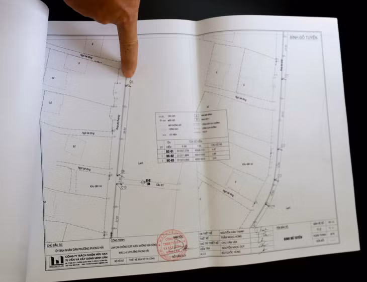 Bản vẽ thiết kế lan can chống đuối nước đường ven sông khu 2, 4, 5 phường Phong Hải (TX Quảng Yên) cũng có thể hiện các lối mở.