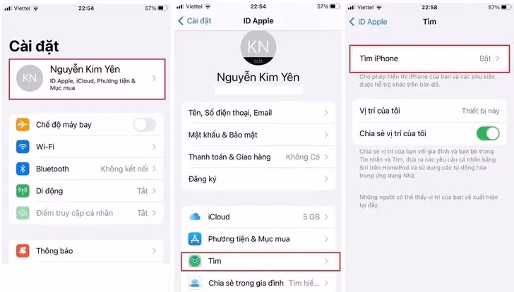 "Tìm iPhone” cho phép bạn xác định vị trí thiết bị nếu bị mất hoặc bị đánh cắp.