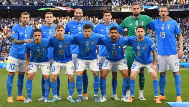 7. Italy - 1713.86 điểm. Đội tuyển áo thiên thanh có kết quả không như ý trong 5 trận đấu tháng 6 với 1 chiến thắng, 2 trận hòa và 2 trận thua, bị trừ 9.45 điểm trên BXH FIFA.