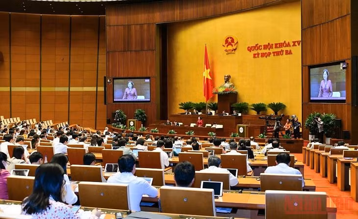 Thống đốc Ngân hàng Nhà nước Nguyễn Thị Hồng trả lời chất vấn của đại biểu Quốc hội sáng 9/6. (Ảnh: KHOA NGUYÊN)