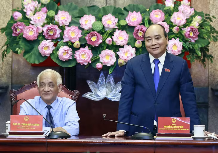 Chủ tịch nước Nguyễn Xuân Phúc phát biểu tại buổi làm việc. (Ảnh: TTXVN)