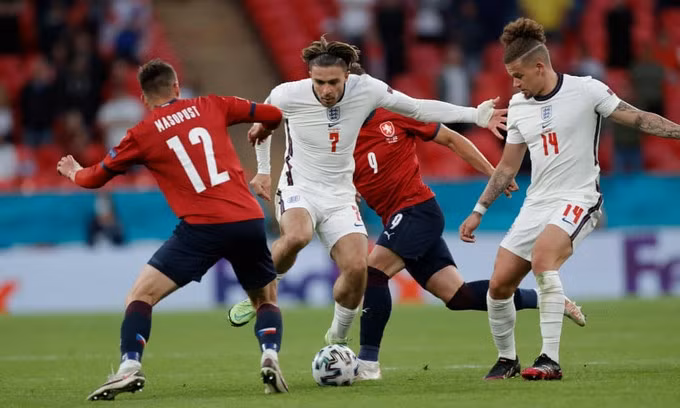 Grealish đá chính, mang lại xung lượng mới cho mặt trận tấn công của tuyển Anh. Ảnh: Guardian