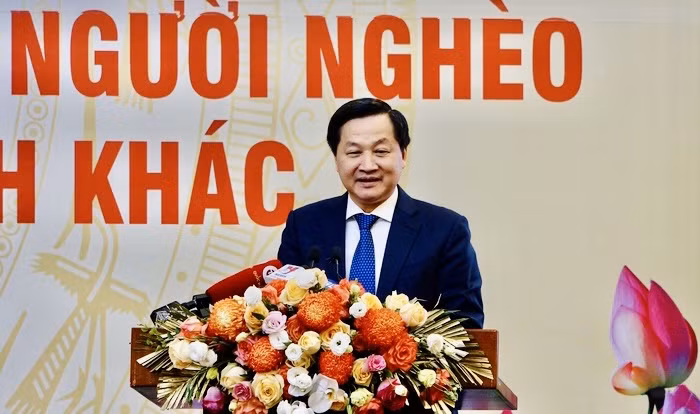 Đồng chí Lê Minh Khái, Bí thư Trung ương Đảng, Phó Thủ tướng Chính phủ, phát biểu chỉ đạo tại hội nghị.