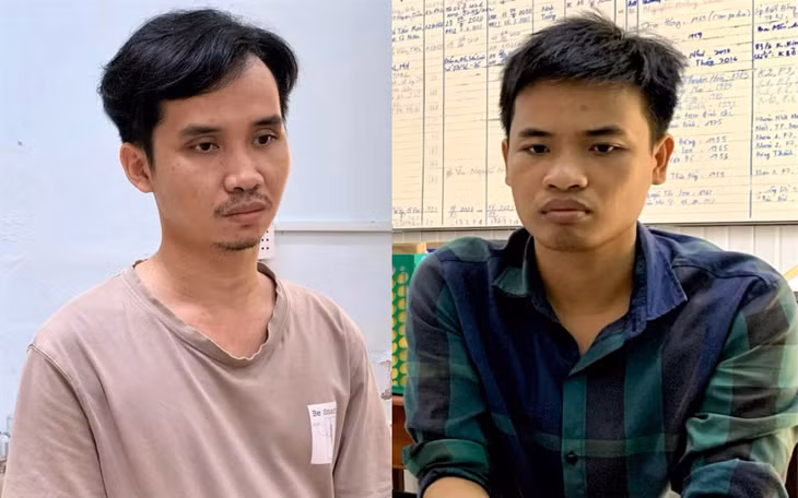 Hai đối tượng Lăng và Hoài tại cơ quan Công an.