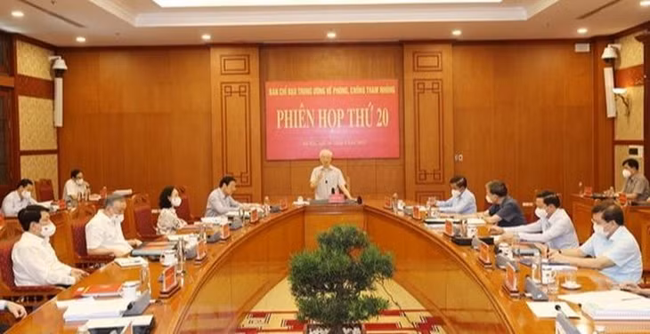 Tổng Bí thư Nguyễn Phú Trọng phát biểu tại Phiên họp thứ 20 của Ban Chỉ đạo Trung ương về phòng, chống tham nhũng. (Ảnh: TTXVN)