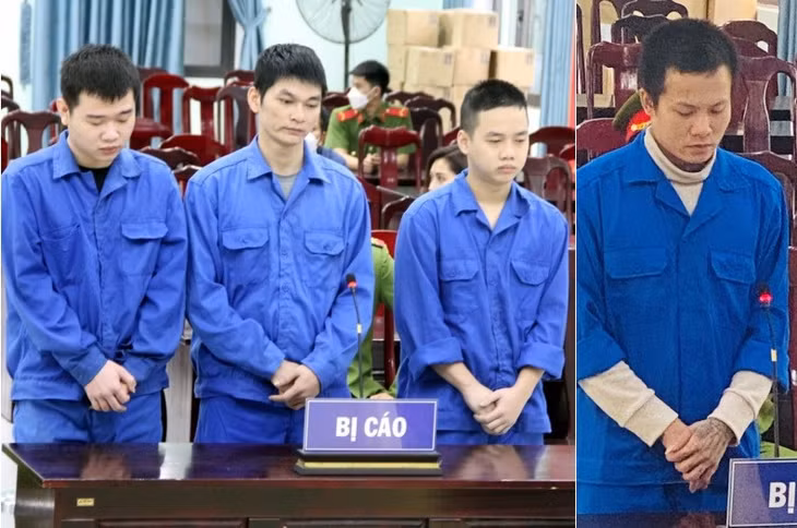 Các bị cáo: Tâm, Nguyên, Duy và Phong bị xét xử về các tội danh liên quan đến ma túy.