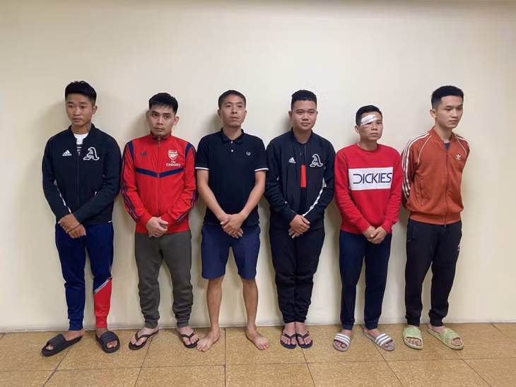 Các đối tượng tại Cục Cảnh sát hình sự thời điểm bị bắt giữ.