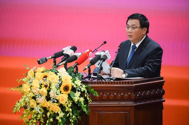 Giám đốc Học viện Chính trị Quốc gia Hồ Chí Minh Nguyễn Xuân Thắng phát biểu đề dẫn Hội thảo - Ảnh: VGP