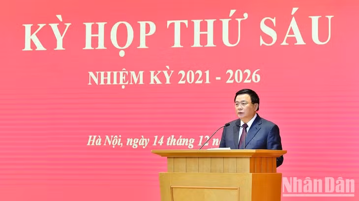 Đồng chí Nguyễn Xuân Thắng phát biểu chỉ đạo kỳ họp. (Ảnh: THỦY NGUYÊN)