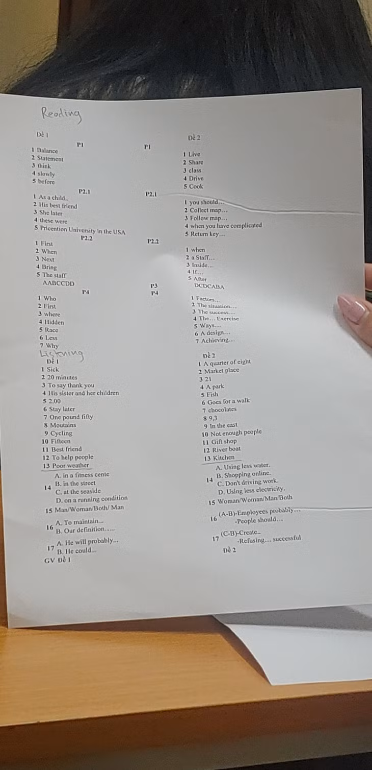 Bằng cách nào đó, đáp án đề thi chứng chỉ tiếng Anh Aptis được các đối tượng tuồn ra ngoài ngay trước ca thi. Ảnh: PV
