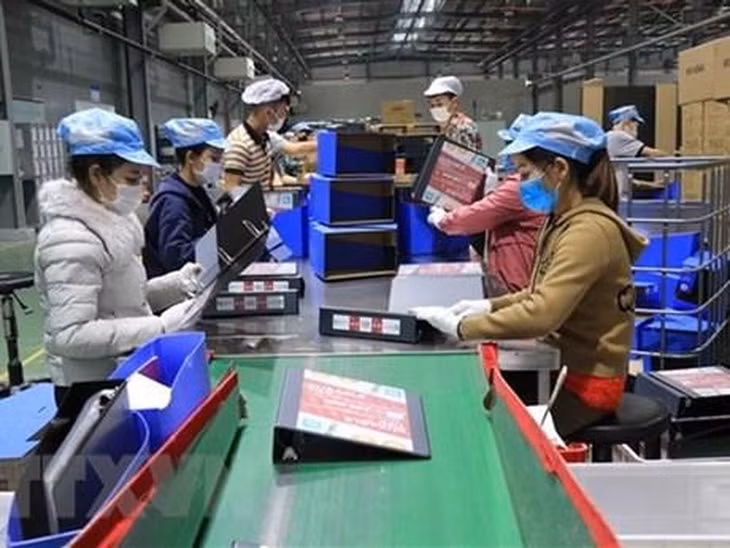 Công nhân lao động làm việc tại Công ty TNHH Deli Việt Nam, Khu công nghiệp Yên Phong, tỉnh Bắc Ninh. (Ảnh: Thanh Thương/TTXVN)