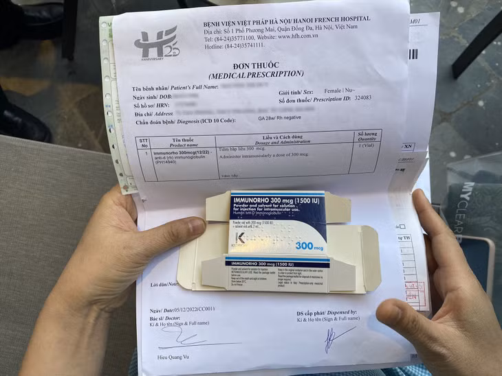 Anti D được kê cho các sản phụ, nhưng không có để tiêm. Ảnh: Thùy Linh