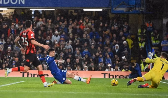 Havertz mở tỷ số trận Chelsea hạ Bournemouth ở vòng 17 Ngoại hạng Anh trên sân nhà Stamford Bridge, London ngày 27/12. Ảnh: Sunsports