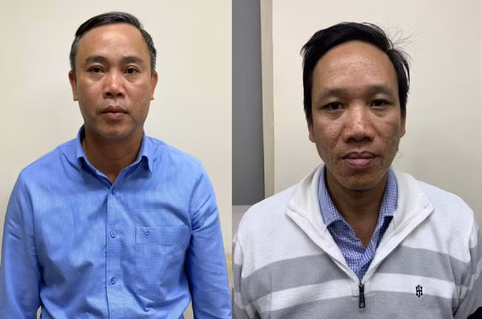 Bị can Nguyễn Thanh Cho (trái) và Lê Nam Hưng. Ảnh: Bộ Công an