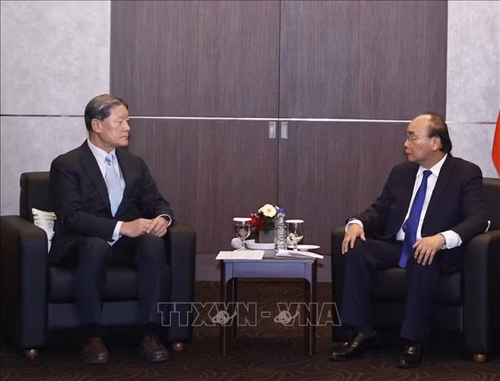 Chủ tịch nước Nguyễn Xuân Phúc tiếp Phó Chủ tịch kiêm Giám đốc Điều hành Tập đoàn GS E&amp;C Lim Byeong Yong. (Ảnh: TTXVN)