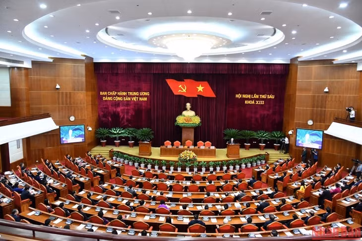 Toàn cảnh phiên bế mạc Hội nghị lần thứ 6 Ban chấp hành Trung ương Đảng khóa XIII. (Ảnh: ĐĂNG KHOA)