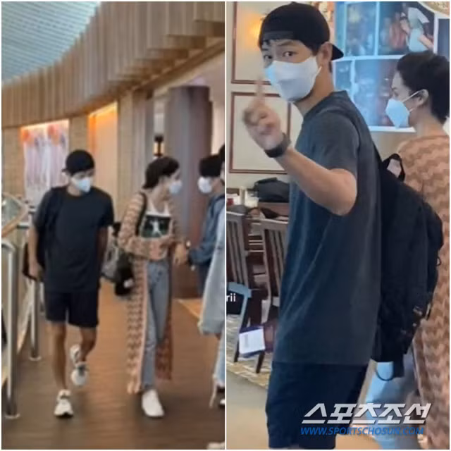 Hình ảnh Song Joong Ki và bạn gái xuất hiện tại nơi công cộng. Ảnh: Sportchosun