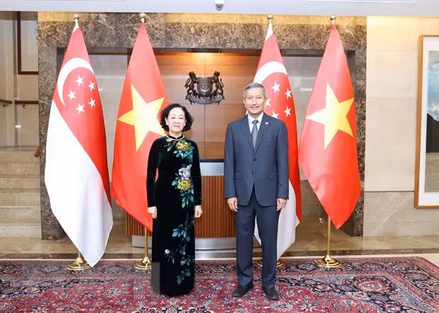 Truong Ban To chuc TW Truong Thi Mai tham lam viec tai Singapore hinh anh 1