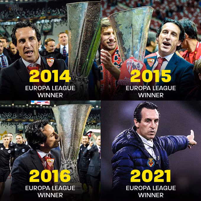 Emery thành HLV đầu tiên có 4 lần vô địch Europa League