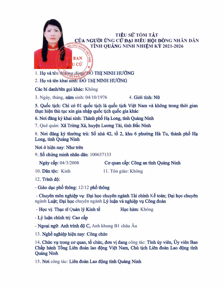 Tiểu sử tóm tắt của người ứng cử đại biểu HĐND tỉnh Quảng Ninh nhiệm kỳ 2021 - 2026 (Đơn vị bầu cử số 13) ảnh 8