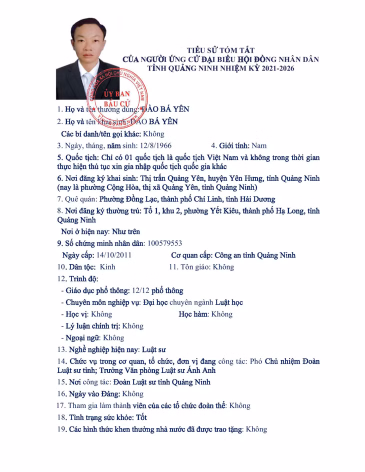 Tiểu sử tóm tắt của người ứng cử đại biểu HĐND tỉnh Quảng Ninh nhiệm kỳ 2021 - 2026 (Đơn vị bầu cử số 7) ảnh 17