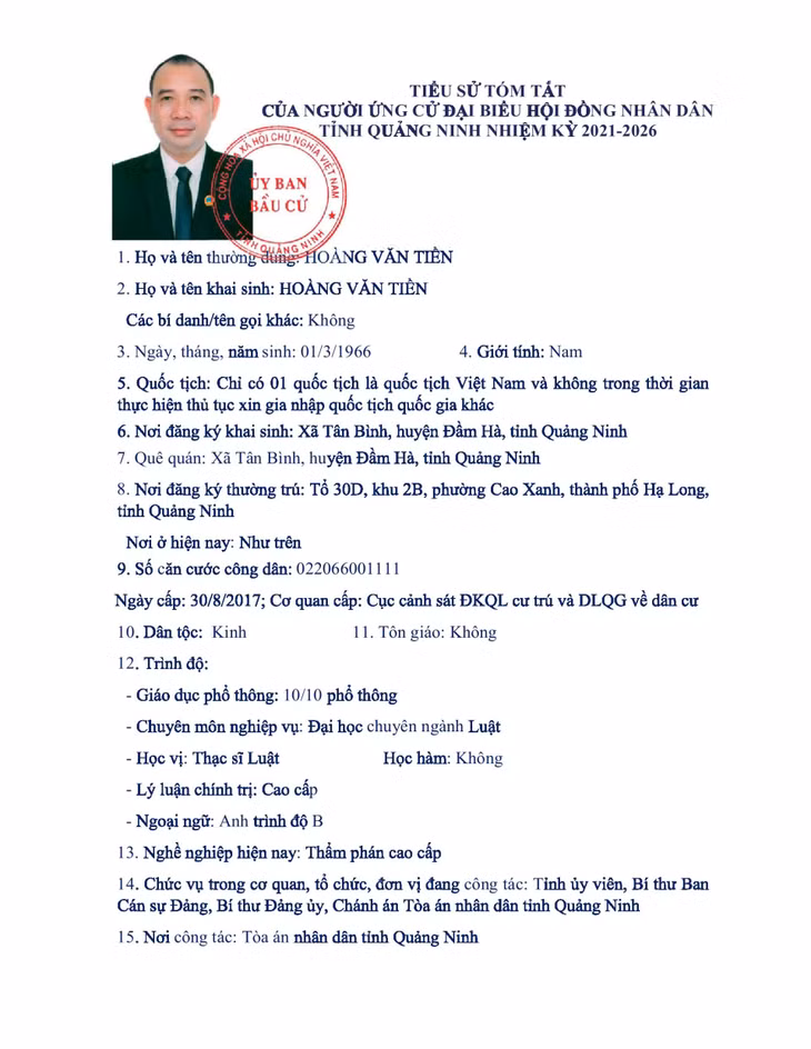 Tiểu sử tóm tắt của người ứng cử đại biểu HĐND tỉnh Quảng Ninh nhiệm kỳ 2021 - 2026 (Đơn vị bầu cử số 3) ảnh 10