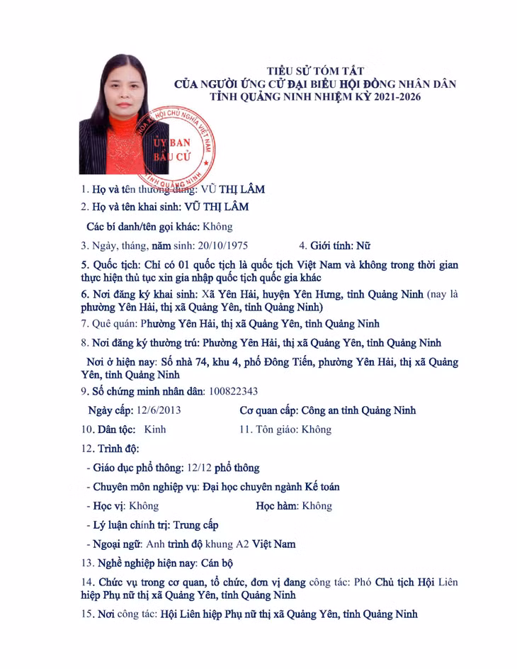 Tiểu sử tóm tắt của người ứng cử đại biểu HĐND tỉnh Quảng Ninh nhiệm kỳ 2021 - 2026 (Đơn vị bầu cử số 14) ảnh 6