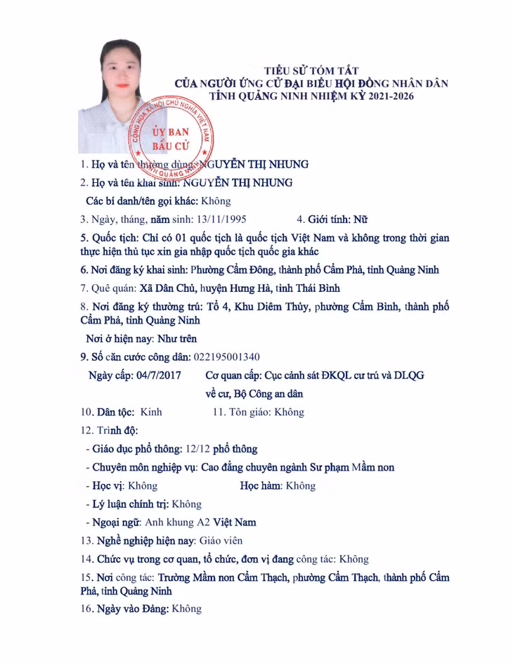 Tiểu sử tóm tắt của người ứng cử đại biểu HĐND tỉnh Quảng Ninh nhiệm kỳ 2021 - 2026 (Đơn vị bầu cử số 8) ảnh 8
