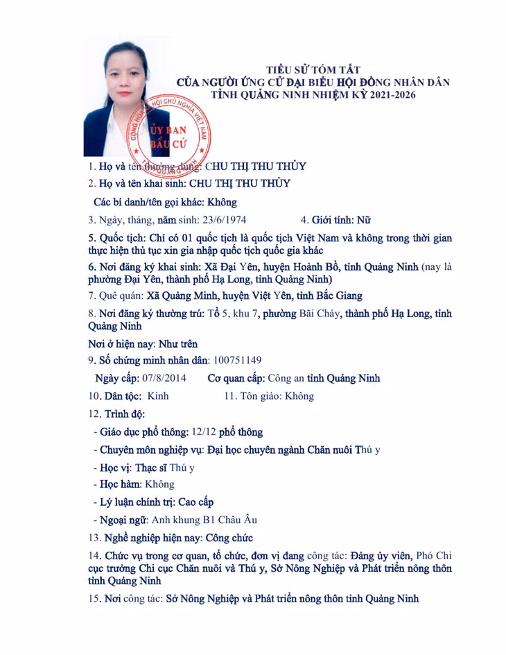 Tiểu sử tóm tắt của người ứng cử đại biểu HĐND tỉnh Quảng Ninh nhiệm kỳ 2021 - 2026 (Đơn vị bầu cử số 14) ảnh 10