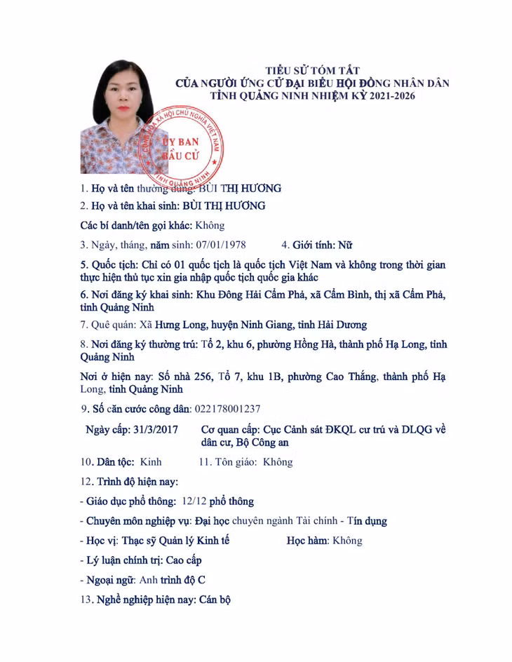 Tiểu sử tóm tắt của người ứng cử đại biểu HĐND tỉnh Quảng Ninh nhiệm kỳ 2021 - 2026 (Đơn vị bầu cử số 14) ảnh 3