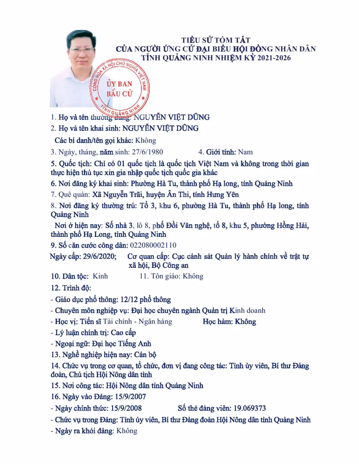 Tiểu sử tóm tắt của người ứng cử đại biểu HĐND tỉnh Quảng Ninh nhiệm kỳ 2021 - 2026 (Đơn vị bầu cử số 4) ảnh 3