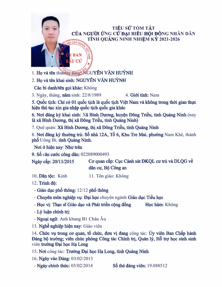 Tiểu sử tóm tắt của người ứng cử đại biểu HĐND tỉnh Quảng Ninh nhiệm kỳ 2021 - 2026 (Đơn vị bầu cử số 9) ảnh 5