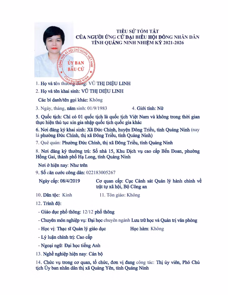 Tiểu sử tóm tắt của người ứng cử đại biểu HĐND tỉnh Quảng Ninh nhiệm kỳ 2021 - 2026 (Đơn vị bầu cử số 14) ảnh 8