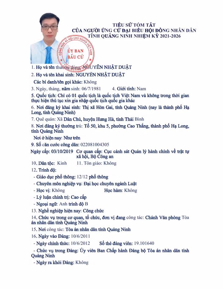 Tiểu sử tóm tắt của người ứng cử đại biểu HĐND tỉnh Quảng Ninh nhiệm kỳ 2021 - 2026 (Đơn vị bầu cử số 3) ảnh 4