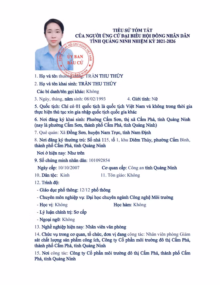Tiểu sử tóm tắt của người ứng cử đại biểu HĐND tỉnh Quảng Ninh nhiệm kỳ 2021 - 2026 (Đơn vị bầu cử số 7) ảnh 12