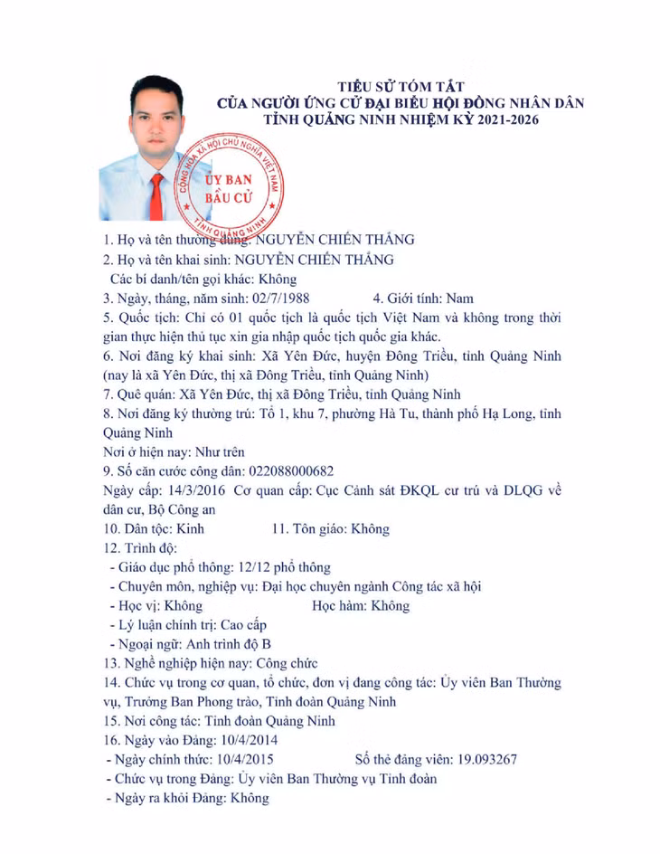 Tiểu sử tóm tắt của người ứng cử đại biểu HĐND tỉnh Quảng Ninh nhiệm kỳ 2021 - 2026 (Đơn vị bầu cử số 12) ảnh 6