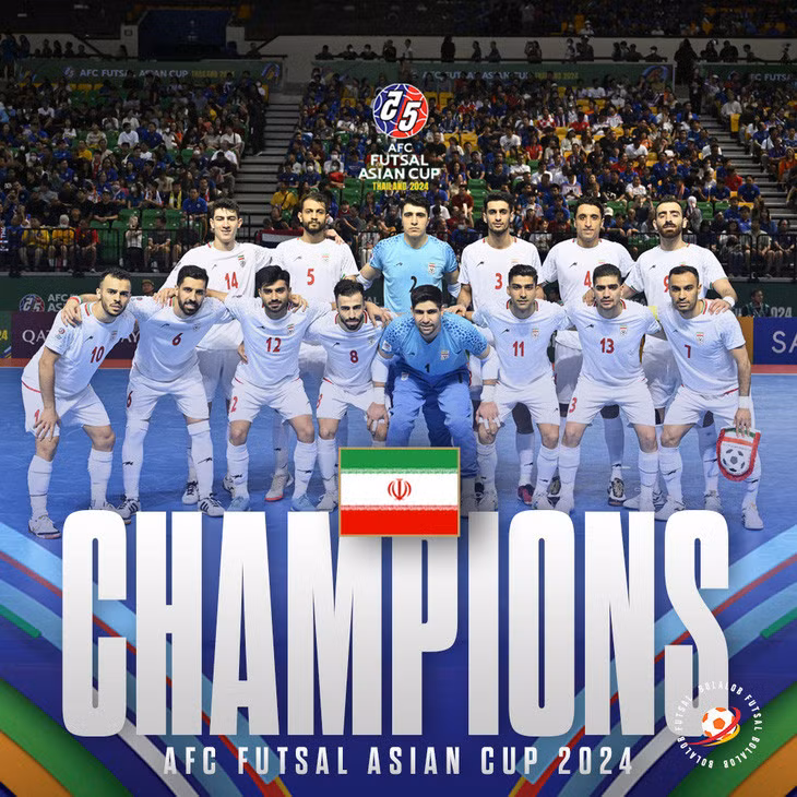 Đội tuyển Iran đoạt chức vô địch Giải futsal châu Á 2024 - Ảnh: AFC