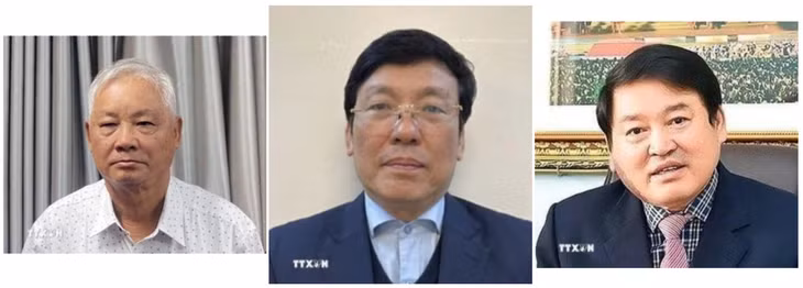 Từ trái qua phải: Ông Phạm Đình Cự, ông Lê Duy Thành và ông Nguyễn Tư Sơn. (Nguồn: TTXVN phát)
