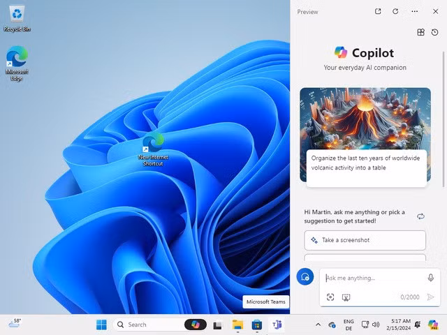 Trợ lý ảo Copilot trên Windows