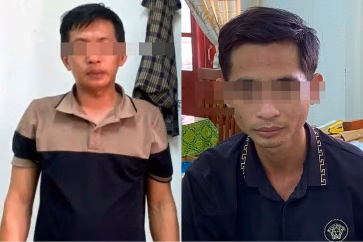 2 đối tượng Thái (bên trái), Mẫn tại cơ quan điều tra. Ảnh: Công an cung cấp