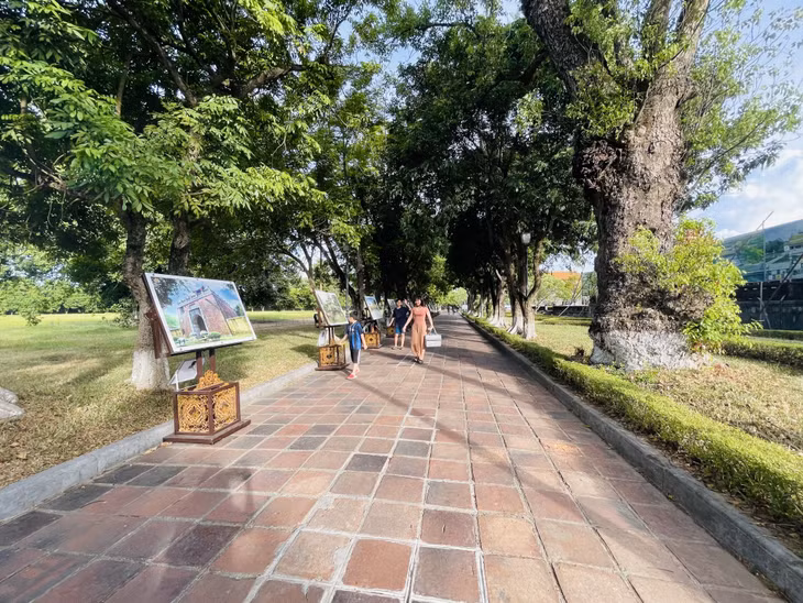 Không gian trưng bày ảnh các Di sản thế giới của Việt Nam trong khuôn viên Kinh thành Huế.