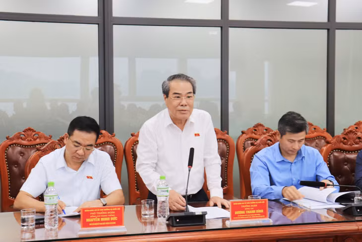 Đồng chí Dương Thanh Bình, Ủy viên Ban Chấp hành Trung ương Đảng, Ủy viên Ban Thường vụ Quốc hội, Trưởng Ban Dân nguyện phát biểu tại buổi làm việc.