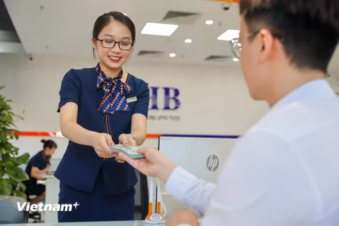 Giao dịch ngoại tệ tại ngân hàng. (Ảnh: Vietnam+)