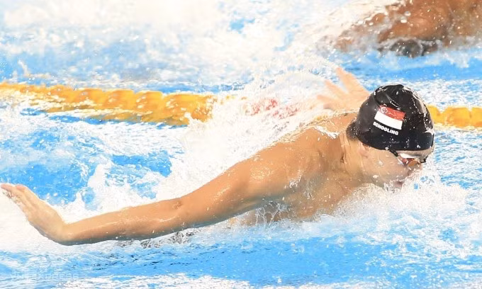 Joseph Schooling thi đấu tại SEA Games 31 ở Việt Nam. Ảnh: Lâm Thoả