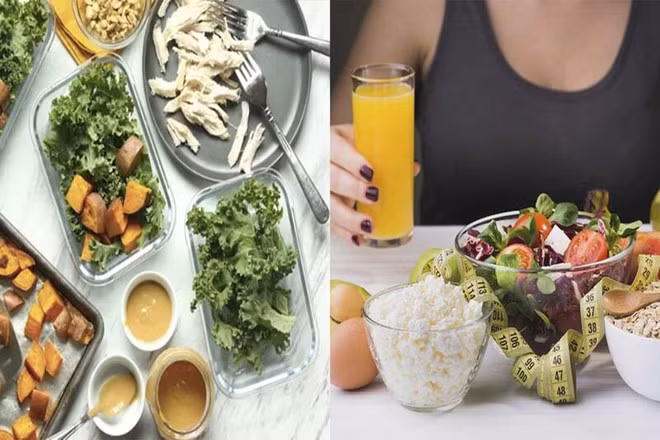 Bữa trưa lành mạnh có thể giúp giảm mỡ bụng, giảm cân. Đồ hoạ: Hạ Mây