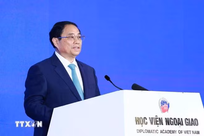 Thủ tướng Phạm Minh Chính phát biểu tại Diễn đàn Tương lai ASEAN 2024. (Ảnh: Dương Giang/TTXVN)