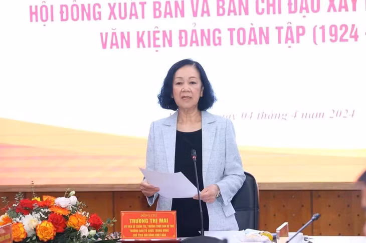 Thường trực Ban Bí thư Trương Thị Mai phát biểu kết luận buổi làm việc.
